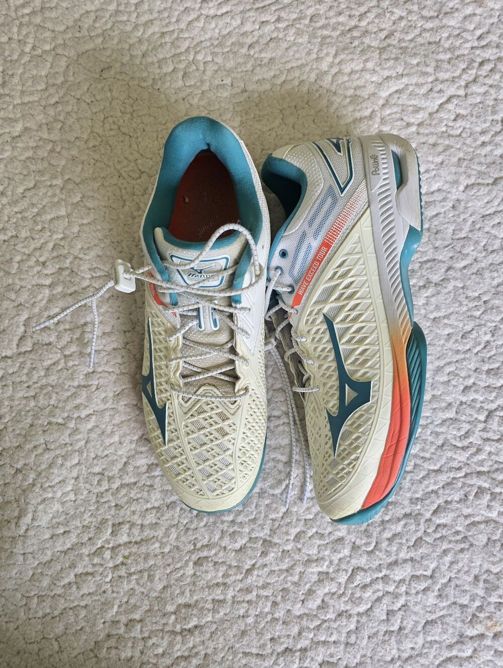 Mizuno Wave Exceed Tour 4 Mens Tennis Shoes Size 10 White Teal Orange 61GA207085